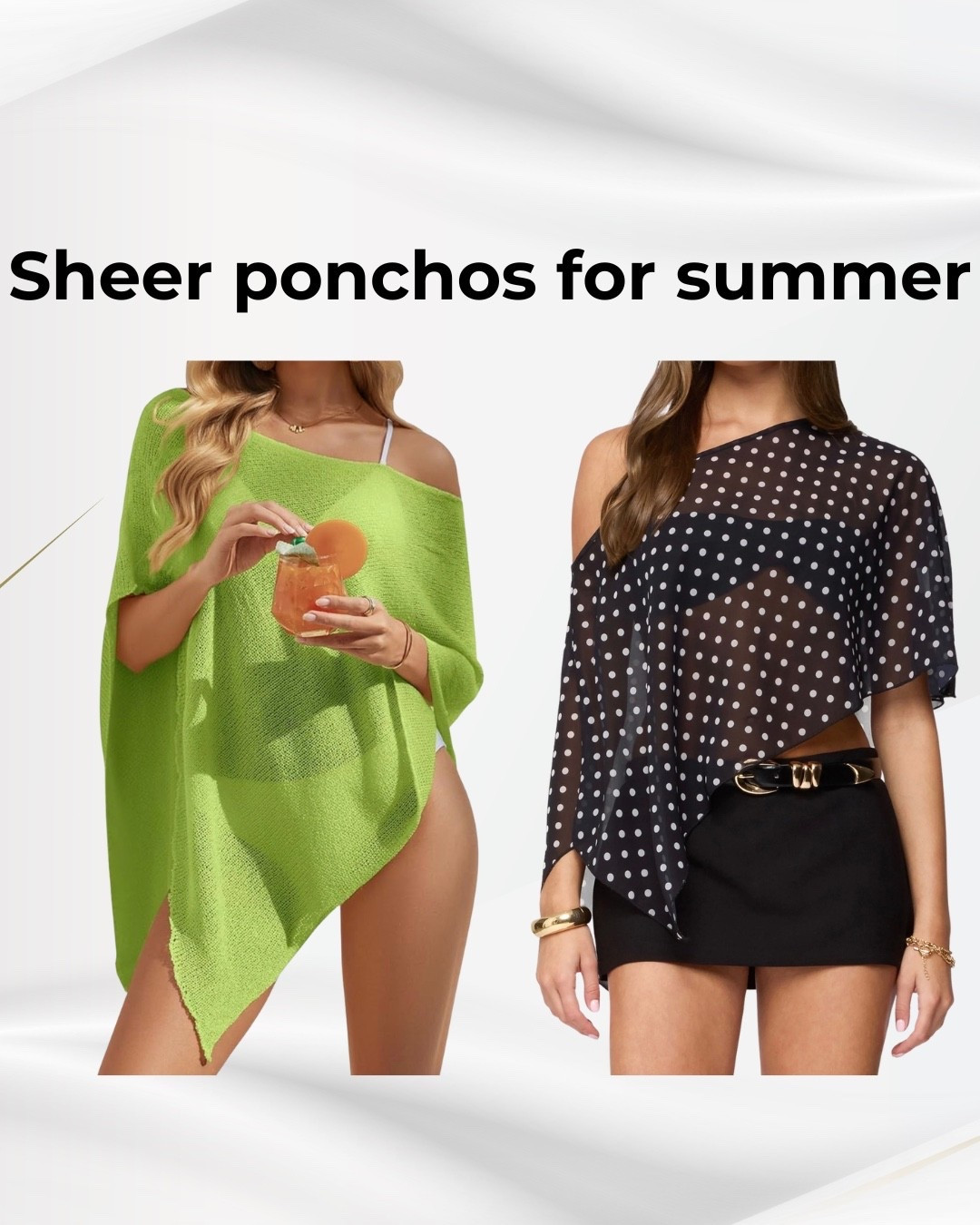 Sheer ponchos for beach coverups or nights out 🍹

#LTKSeasonal #LTKSwim #LTKMidsize