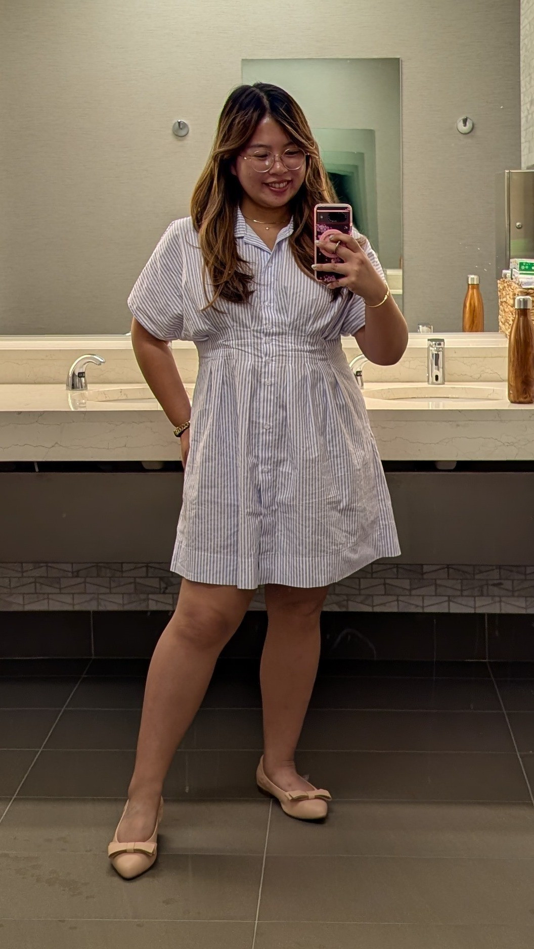 Summery dress for work business casual outfit.. Amazon dress in size L and I wear a blogilates / popflex short under for coverage

#LTKMidsize #LTKPetite #LTKWorkwear