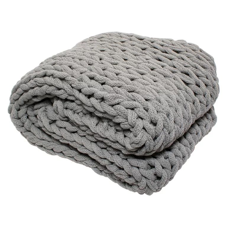Silver One Chunky Knitted Throw Blanket, Gray, 50" x 60" | Walmart (US)