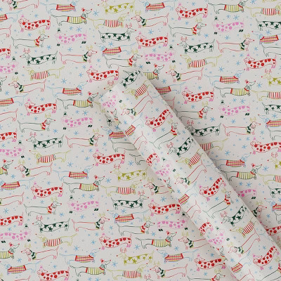 30” 20 sq ft Christmas Roll Wrap Dachshunds in Sweaters and Scarves - Wondershop™ | Target