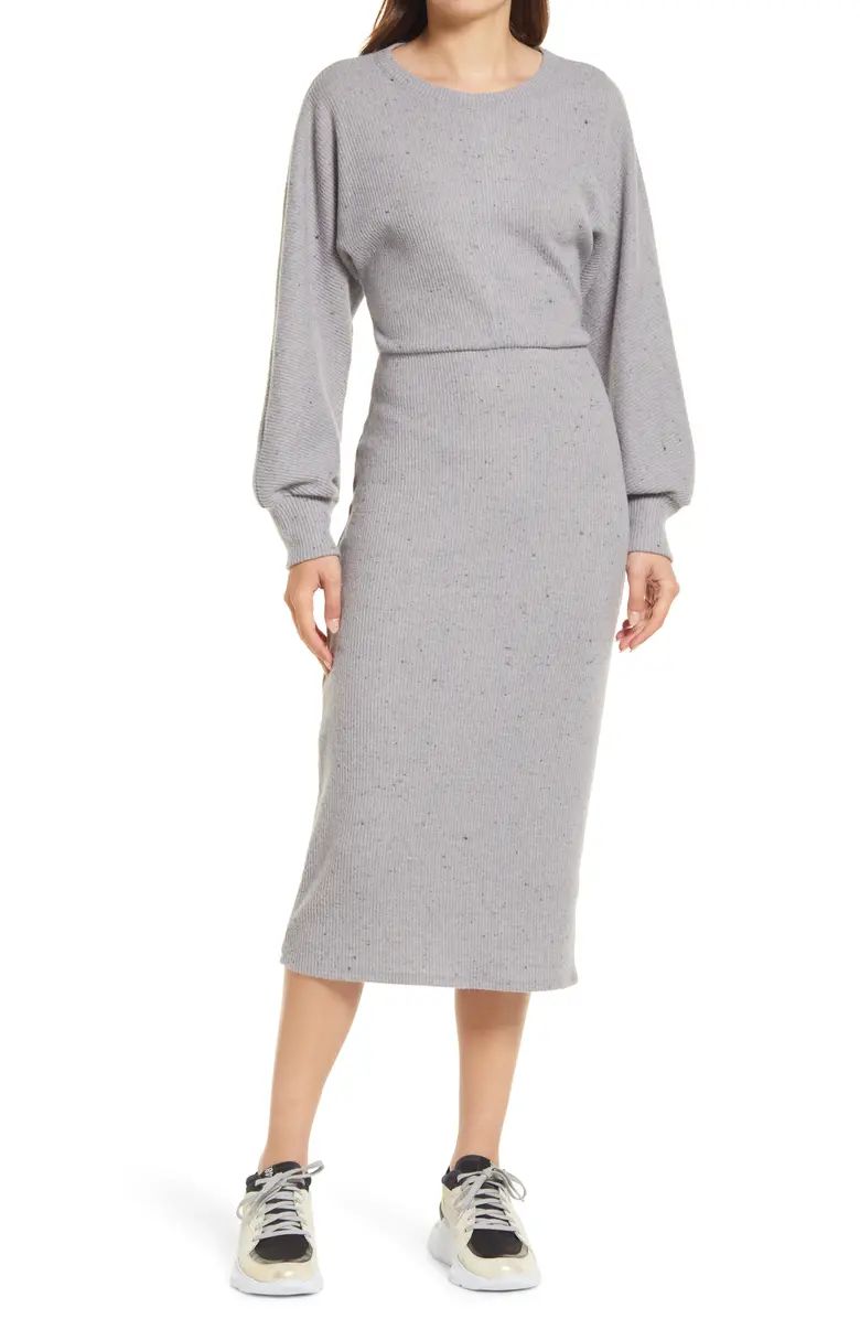 Cozy Rib Long Sleeve Midi Dress | Nordstrom