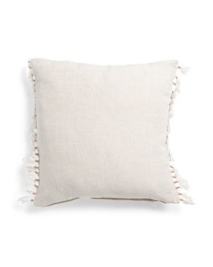 20x20 Linen Pillow With Tassels | TJ Maxx
