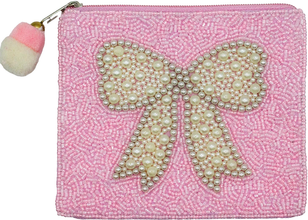 La Chic Designs Pearl Bow Beaded Coin Pouch | Safari LTD