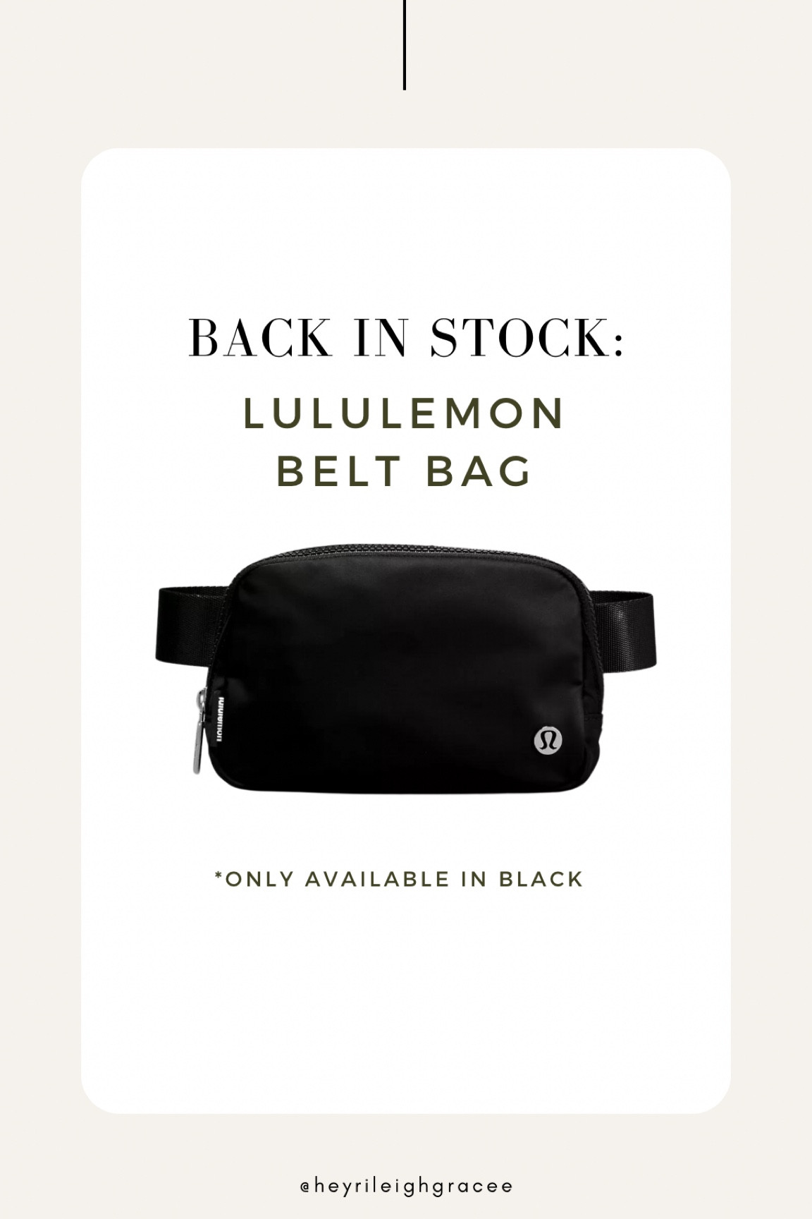 Lululemon Belt Bag back in stock! 
Only available in black. 

#LTKunder50 #LTKSeasonal #LTKFind