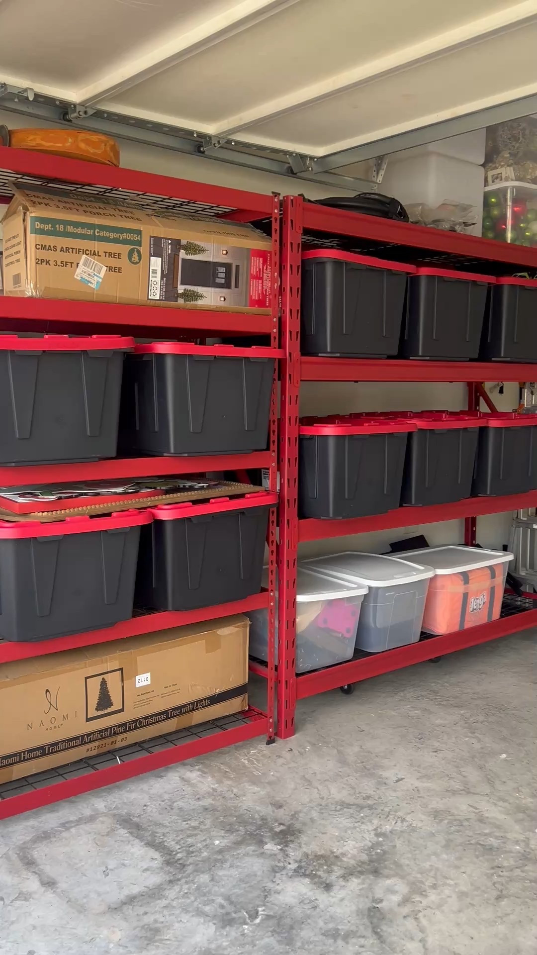 Garage organizing storage bins & shelves! 