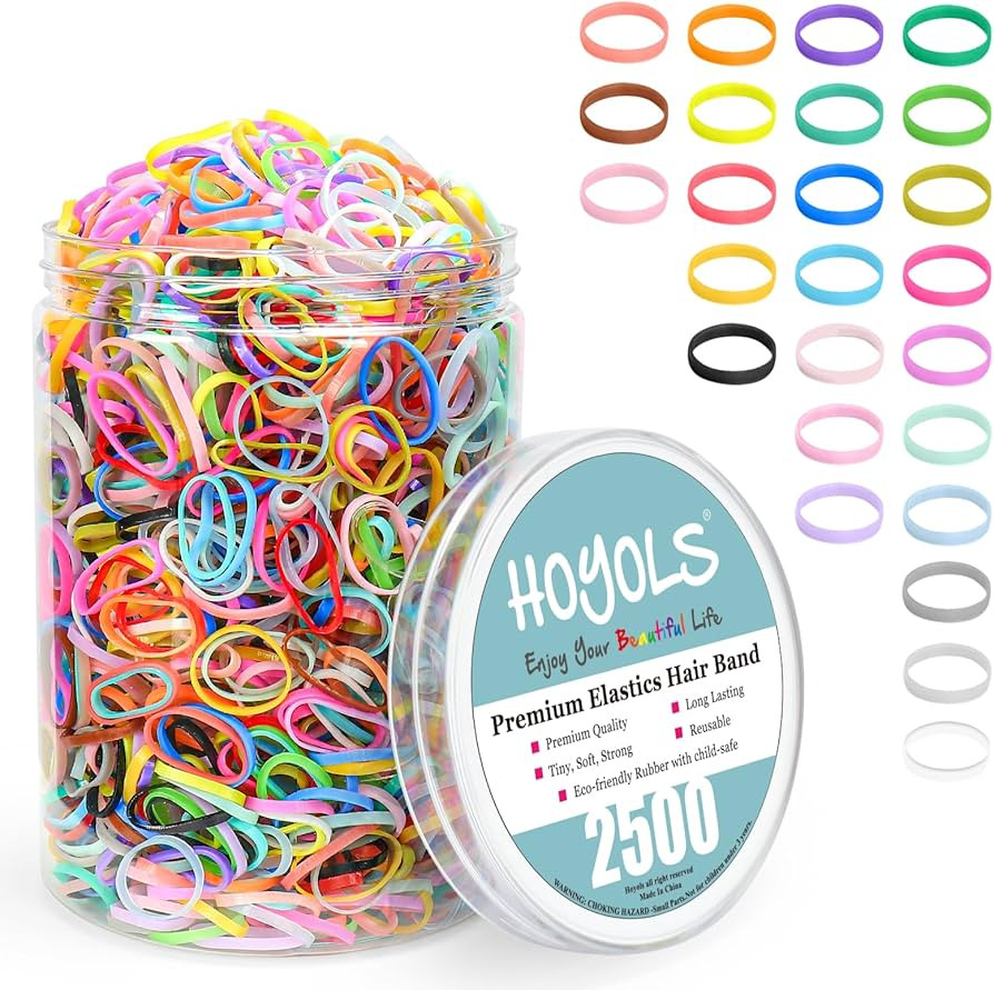 HOYOLS 2500 pcs Colorful Elastic Hair Rubber Bands, Small Hair Ties Accessories No Pull No Damage... | Amazon (US)