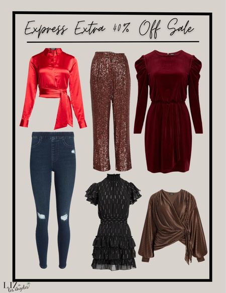 Express is having a massive sale and these are some of my favorite picks.  I love sparkly pants for a date night out or distressed denim for a casual outfit or even for running errands.  

#LTKFind #LTKSeasonal #LTKsalealert