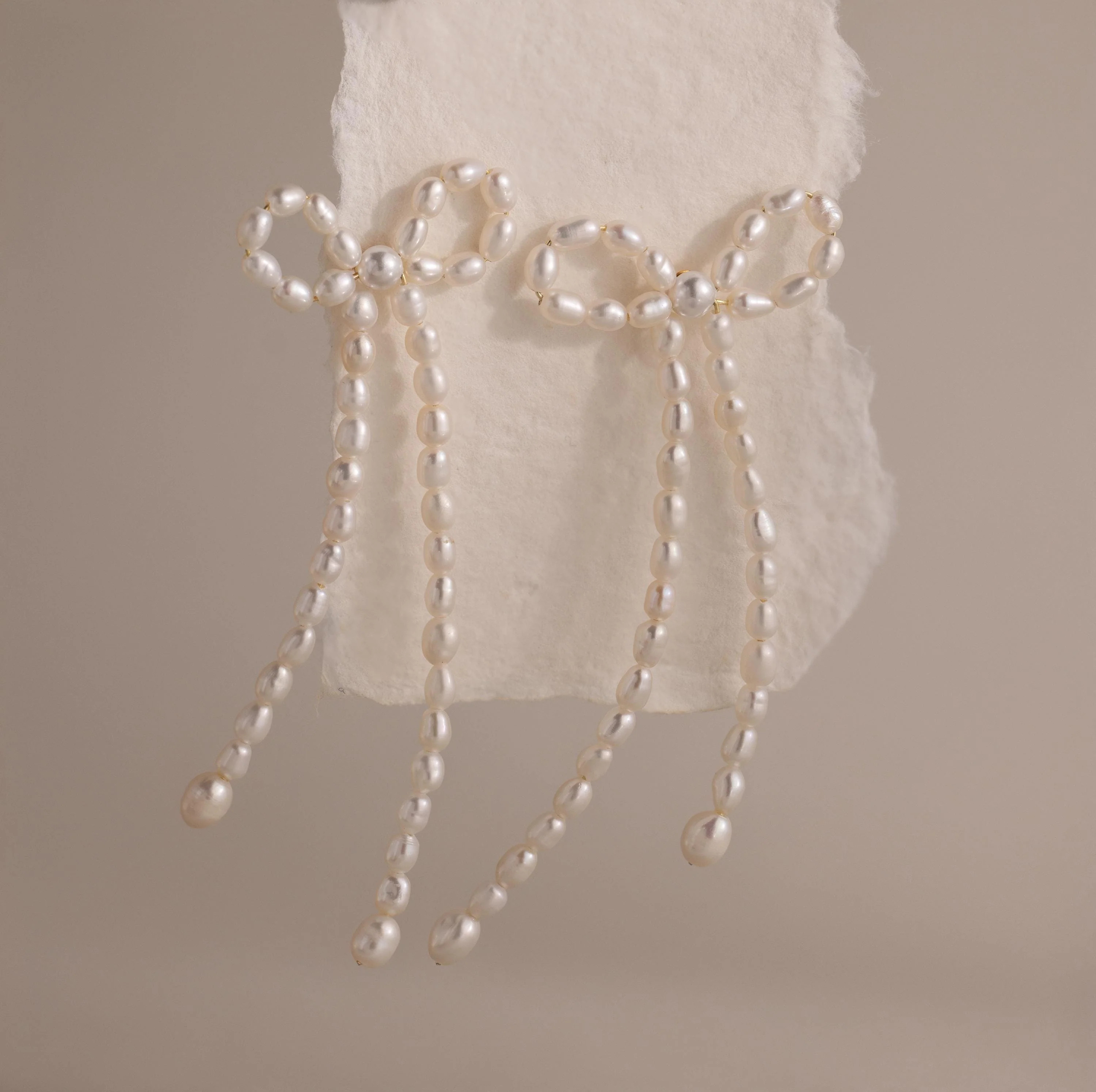 Dainty Beaded Pearl Ribbon Bow Stud Earrings | Caitlyn Minimalist | Caitlyn Minimalist
