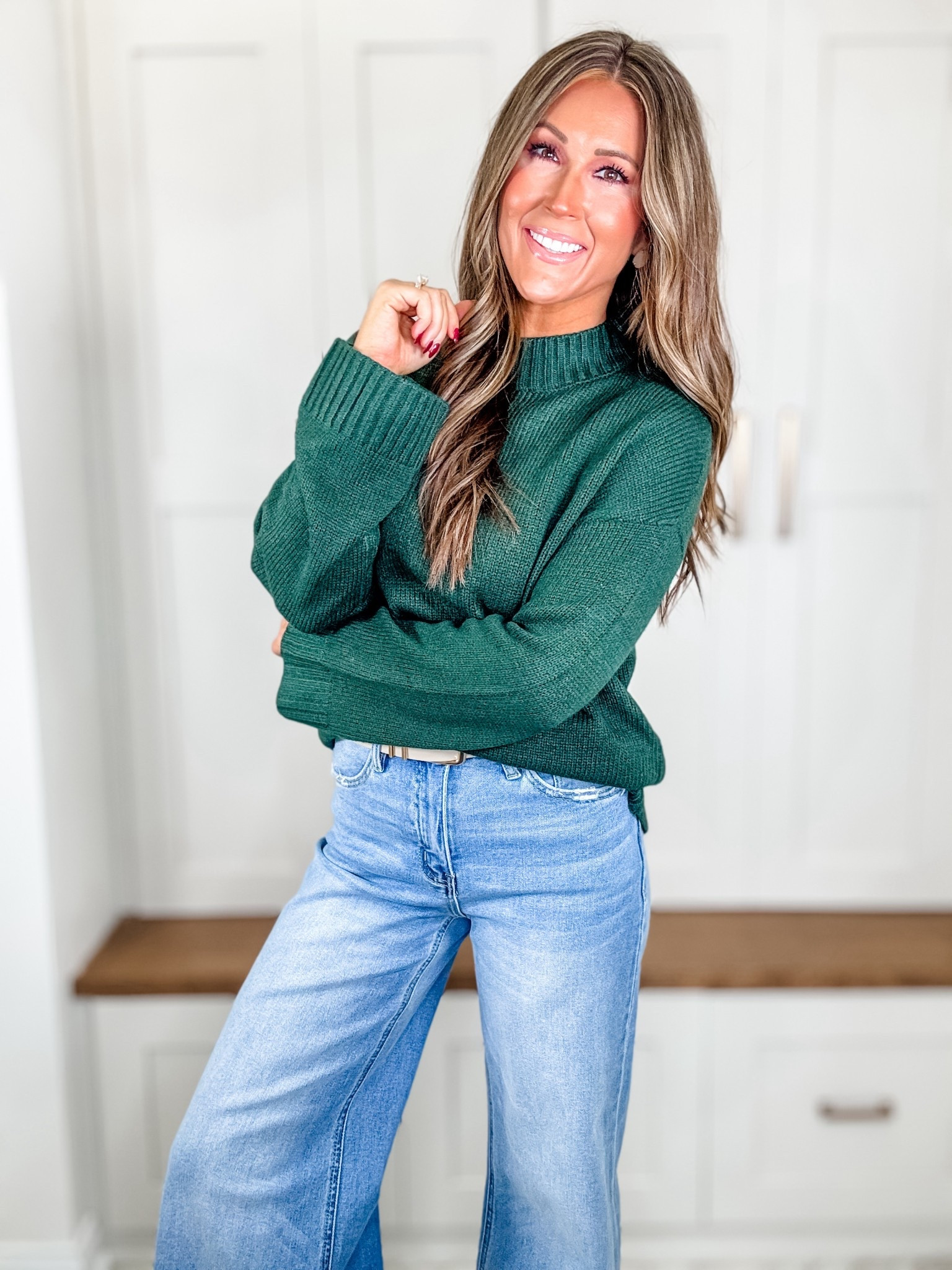 🍁 Cozy Chic Fall Sweater You’ll Wear on Repeat 

This dark green ribbed knit sweater is the ultimate cozy fall staple! 🍂 The crewneck fit and relaxed silhouette make it perfect for layering with jeans, leggings, or even a skirt for a dressier vibe. I love how it gives that effortless “pumpkin patch meets coffee run” feel—comfy, chic, and so versatile. Whether you’re dressing it up with boots or keeping it casual with sneakers, this one’s going to be on repeat all season! 💕

	•	Green ribbed knit sweater
	•	Fall cozy pullover
	•	BTFBM crewneck sweater

#FallSweaterWeather #CozyChicStyle #OOTDFall #MomStyleDaily #TikTokFashionFinds 

#LTKStyleTip #LTKSeasonal #LTKFallSale