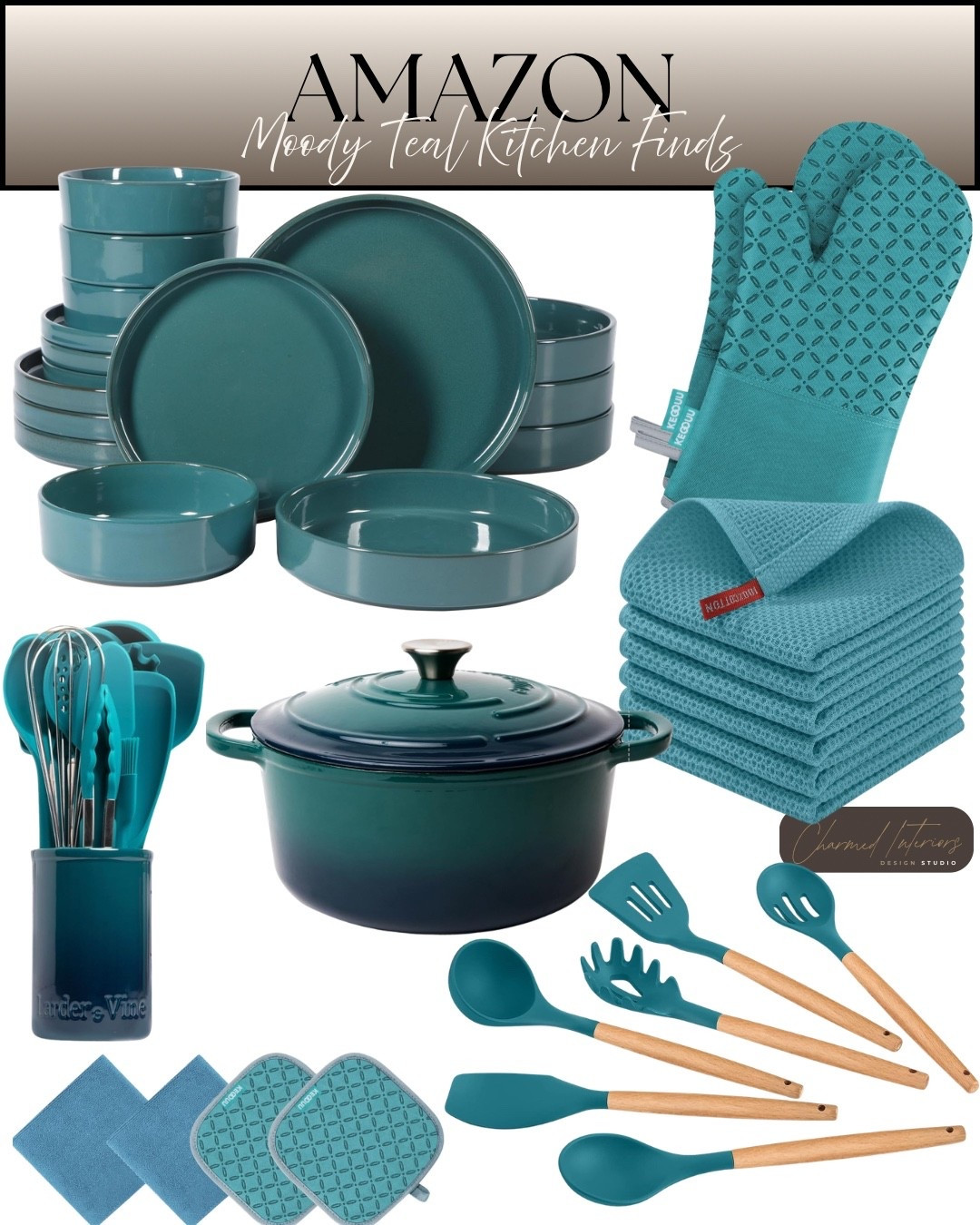 Moody Teal Kitchen Finds
#styledbycharmed #homedecor #amazonfinds

#LTKHome #LTKSaleAlert