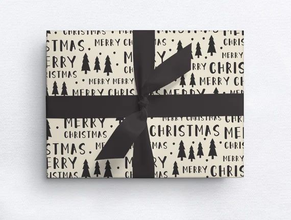 Merry Christmas Trees Holiday Gift Wrap | Etsy | Etsy (US)