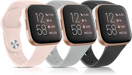 3 Pack Silicone Bands Compatible with Fitbit Versa 2 Bands for Women Men, Soft Breathable Sport R... | Amazon (US)
