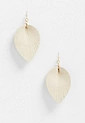 Ivory Faux Leather Drop Earrings | Maurices