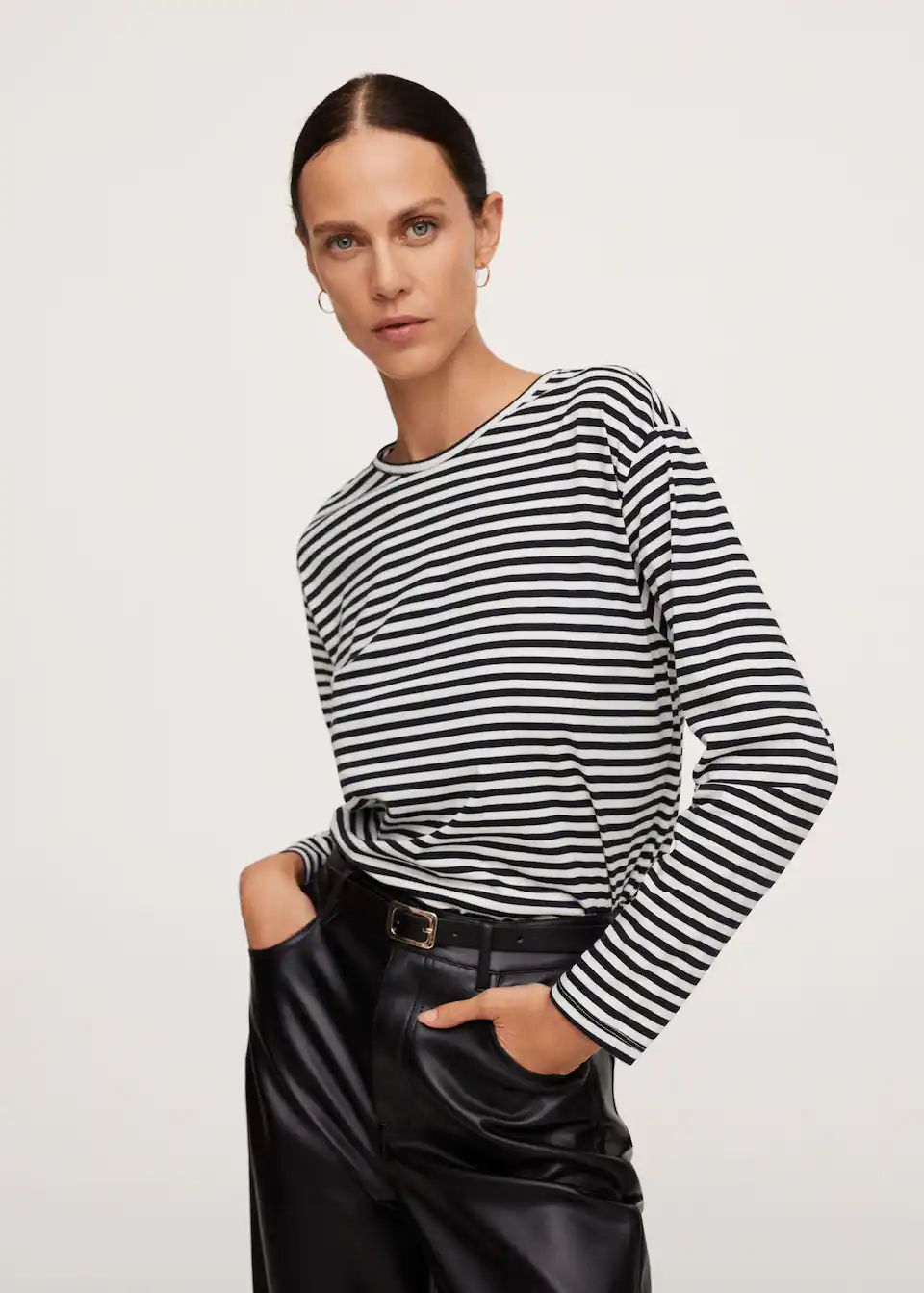 Striped long sleeves t-shirt | MANGO (US)