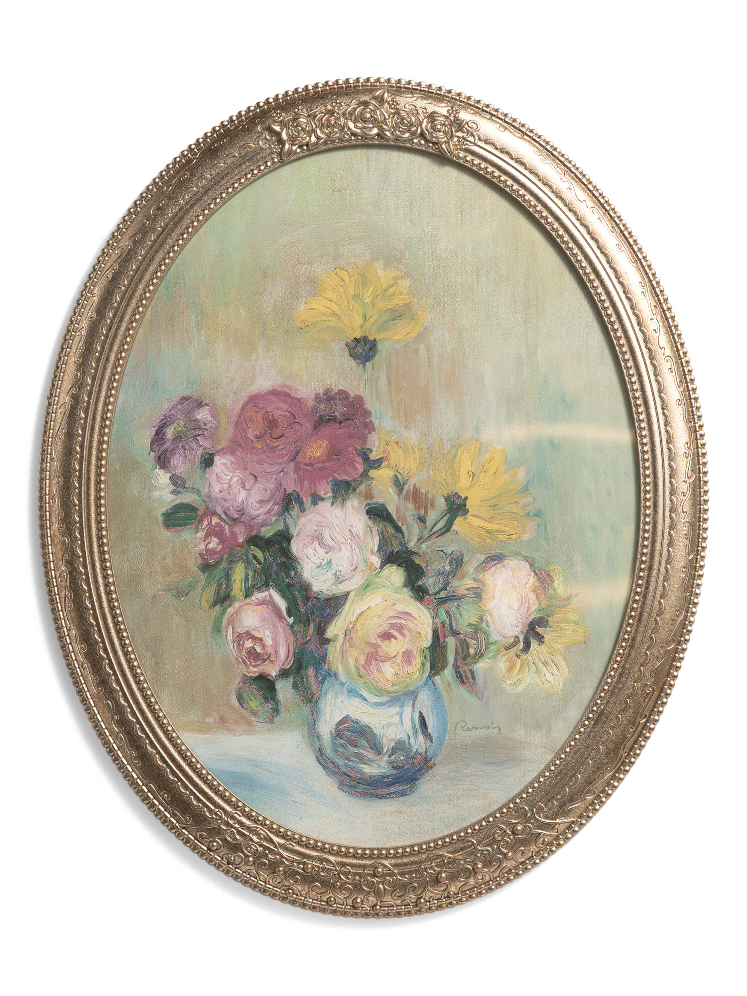 16x20 Colurfull Blooms In Oval Frame With Glass | TJ Maxx