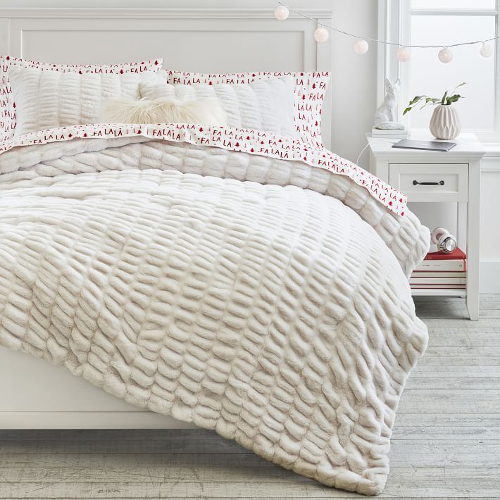 Ruched Faux-Fur Comforter & Sham | Pottery Barn Teen | Pottery Barn Teen