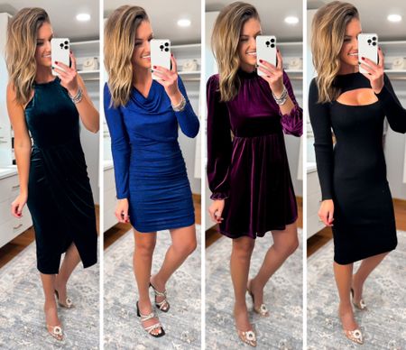 Amazon holiday party dresses. Wearing size medium in all dresses, except black cut out style. Wearing small in black but would prefer medium  

#LTKSeasonal #LTKstyletip #LTKHoliday