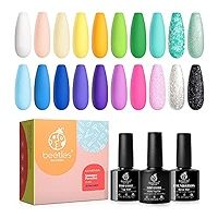 Beetles 20 Pcs Gel Nail Polish Kit - Manhattan Collection Soak Off Nail Gel Polish Set Nude Glitt... | Amazon (US)