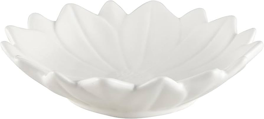 47th & Main Trinket Tray Small Flower-Shaped Ceramic White Decorative Shallow Bowl, 6" Diameter, ... | Amazon (US)