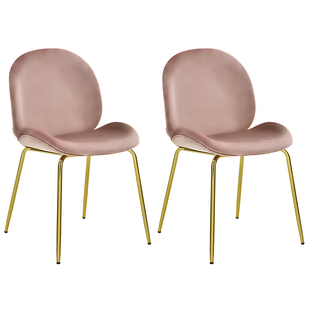 Costway Set of 2 Velvet Accent Chairs Dining Side Chairs w/Gold Metal Legs Pink/Beige/Green/Grey | Target