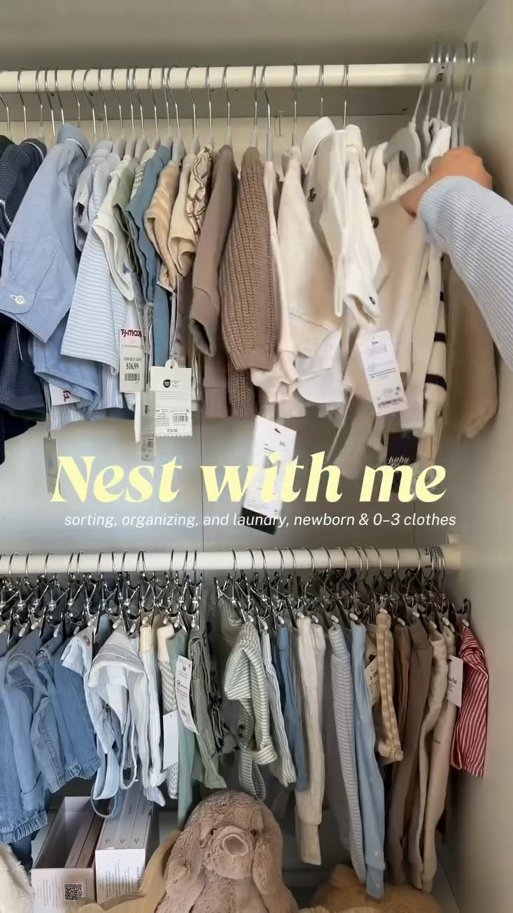 nesting mode fully on 🤍🧸🍼 sorted everything by months, washed + steamed newborn & 0–3, and saved the bigger sizes for later #nesting #nestingmode #pregnant #thirdtrimesterbelike #firsttimemom