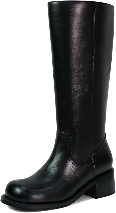 Women's Knee High Boots Square Toe Chunky Block Heel Long Boots for Women Comfortable Low Heel Wo... | Amazon (US)
