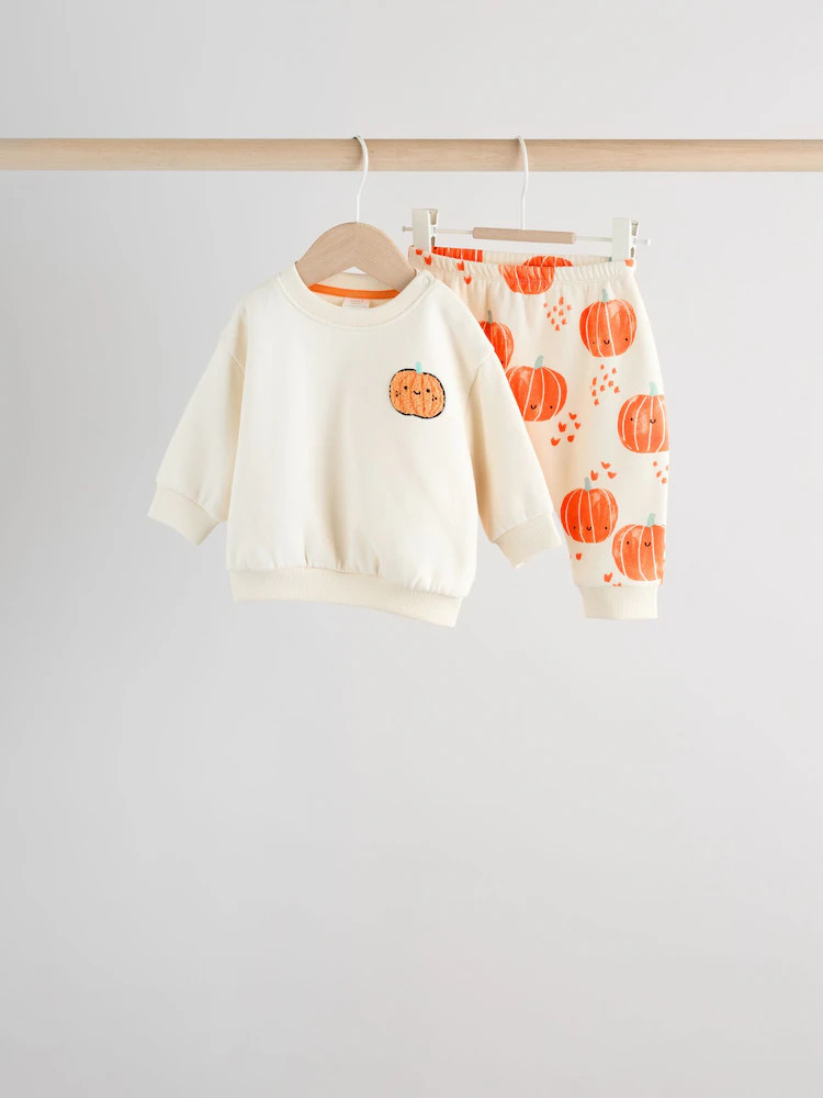 Buy Pumpkin Print Baby Halloween Sweat Top and Joggers Set (0mths-3yrs) from Next USA | Next US