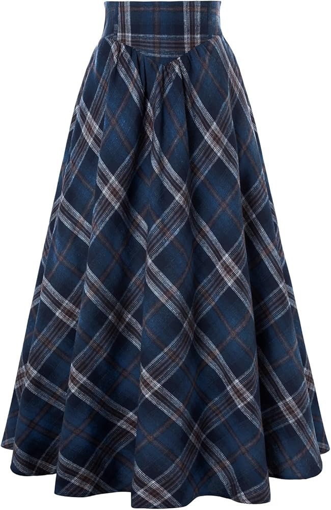 Scarlet Darkness Victorian Skirts for Women Plaid Maxi High Waist Long Skirt | Amazon (US)