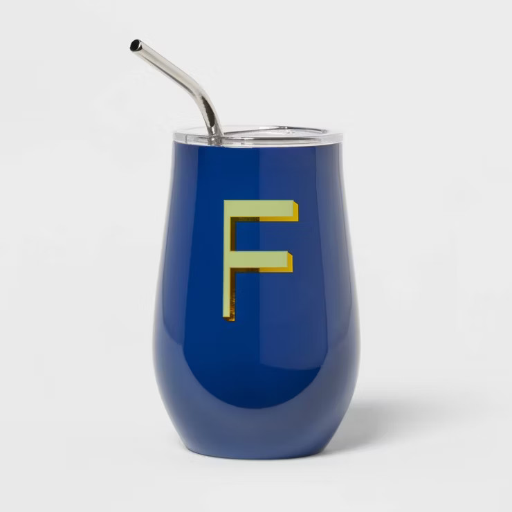 11.8oz Stainless Steel Double Walled Non-Vacuum Wine Tumbler with Lid and Straw - Opalhouse™ | Target