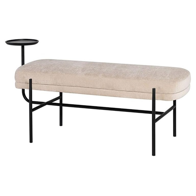 Nuevo Inna Blend Fabric and Steel Metal Occasional Bench in Matte Almond/Black - Walmart.com | Walmart (US)