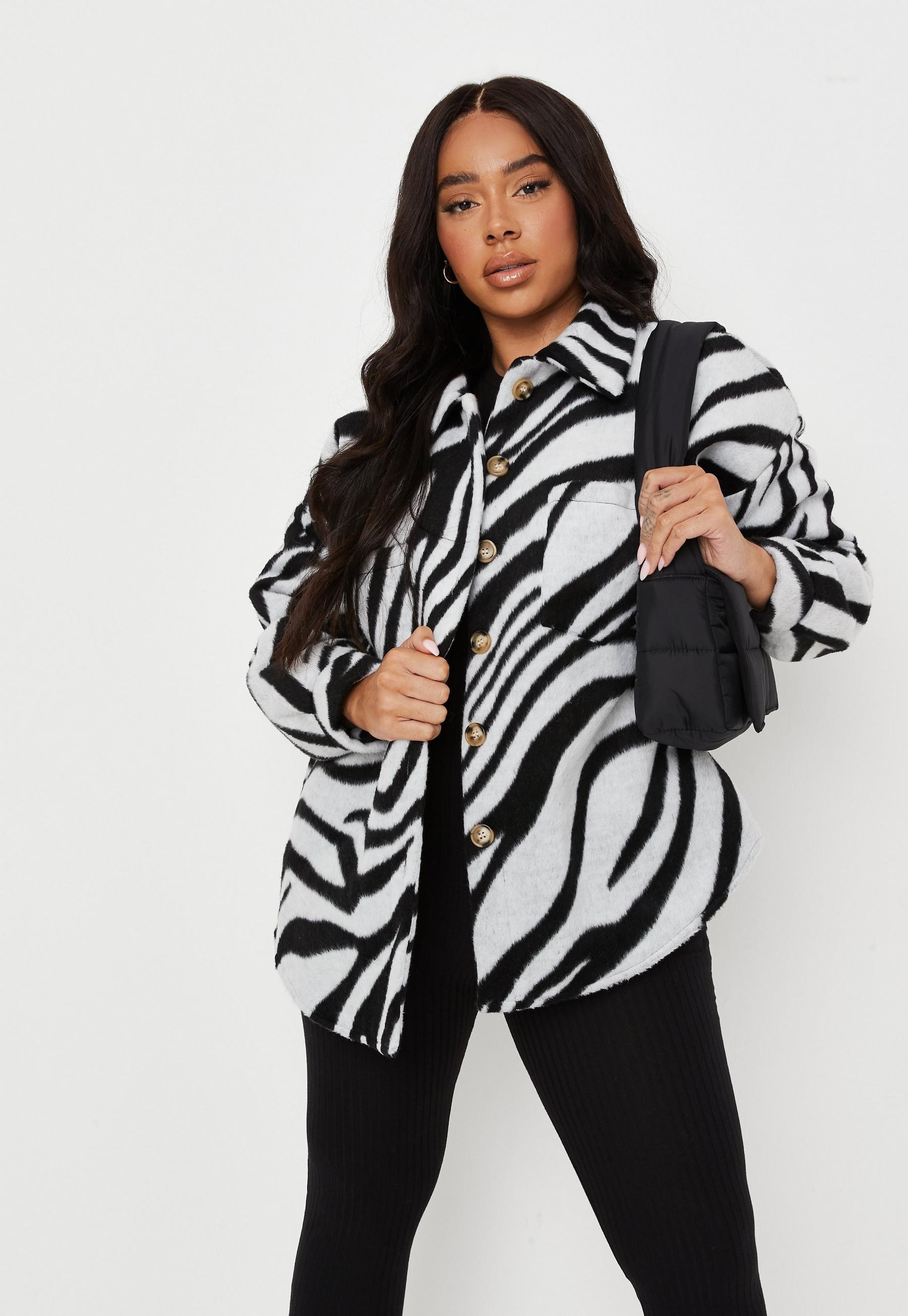 Missguided - Plus Size White Faux Fur Zebra Print Shacket | Missguided (US & CA)