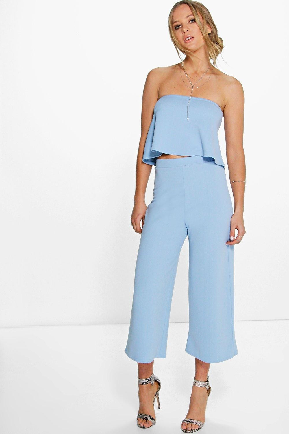 Cari Bandeau Top & Culottes Co-Ord Set sky | Boohoo.com (US & CA)
