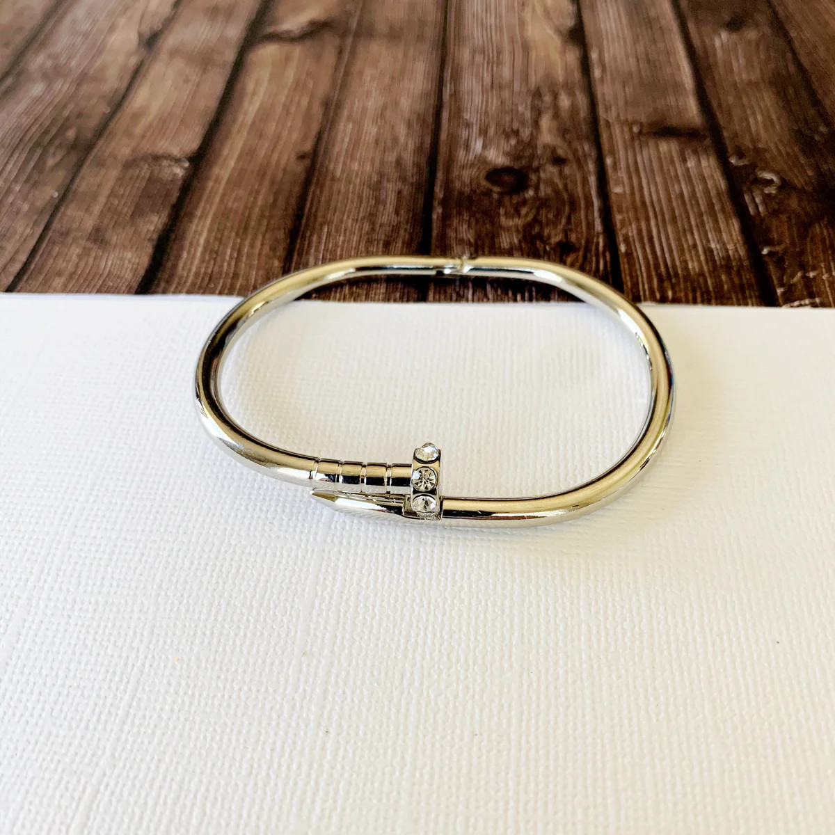 Cable Bracelet Collection :: Jill Silver Pave Nail Hinge Cuff Bracelet | Baubles & Bits