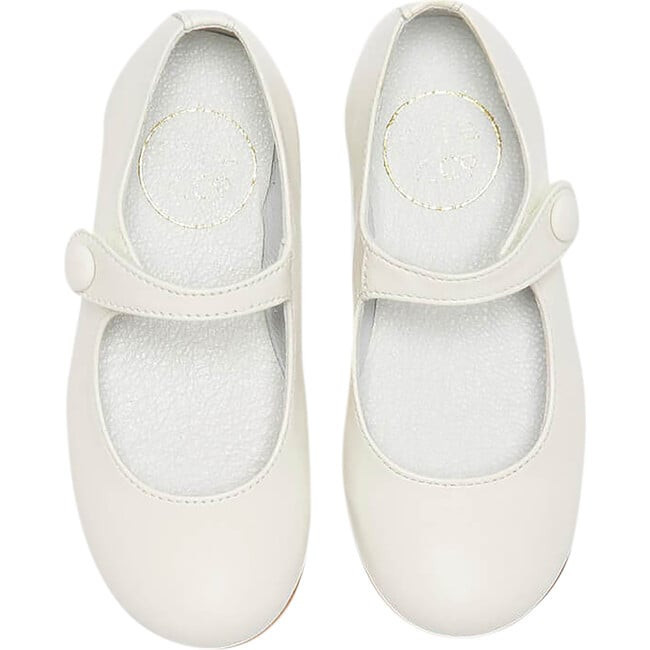Girls Leather Mary Jane Shoes, Ivory | Maisonette