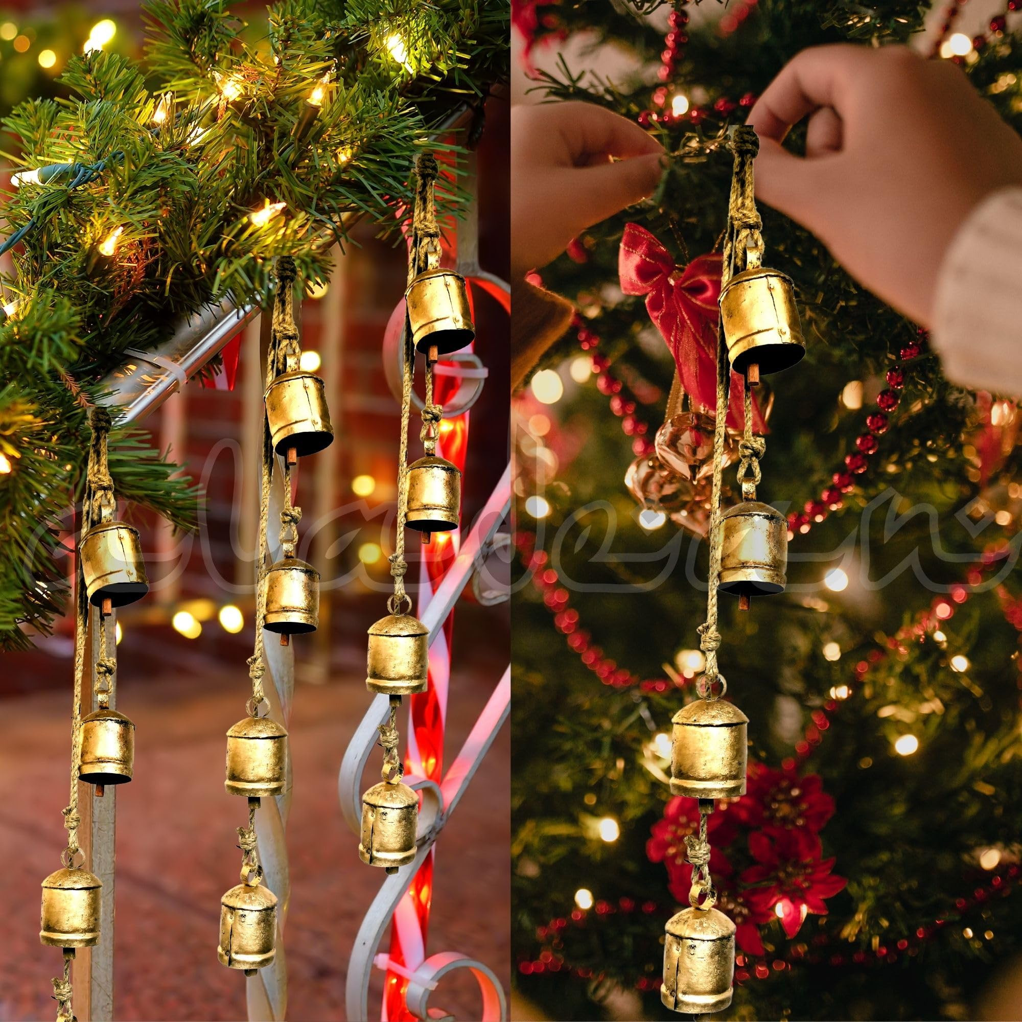 Rustic Decorative Cow Bells 4-Bell Cluster Christmas Bell Shabby Chic Vintage Harmony Cowbell Bra... | Amazon (US)