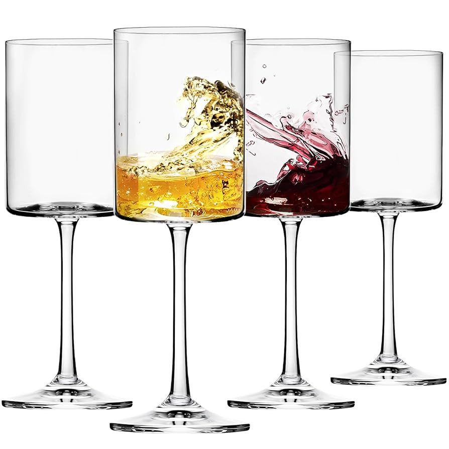 Moretoes 14oz Wine Glasses Set of 4, Square Wine Glasses for White Wine, Crystal Modern Stemmed G... | Amazon (US)