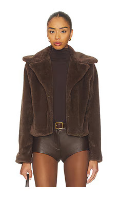 MORE TO COME Payton Faux Fur Jacket in Dark Brown from Revolve.com | Revolve Clothing (Global)