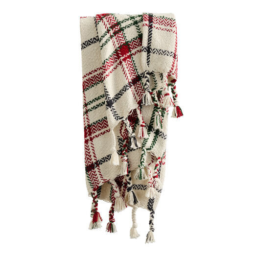 Red and Green Plaid Holiday Indoor Outdoor Patio Throw Blanket by World Market | World Market