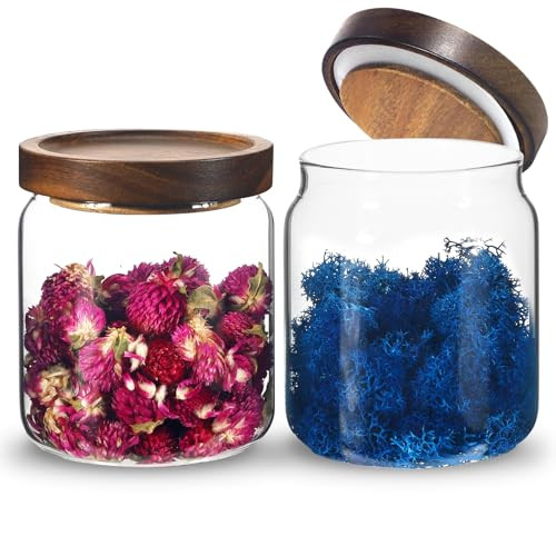 Glass Spice Jars Seasoning Containers Small Glass Jars with Lids Airtight Food Storage Canister for Kitchen Pantry Sugar Tea Coffee Bean Nuts Cookies Herbs Salt (16oz/473ml*2 Pcs) | Amazon (US)