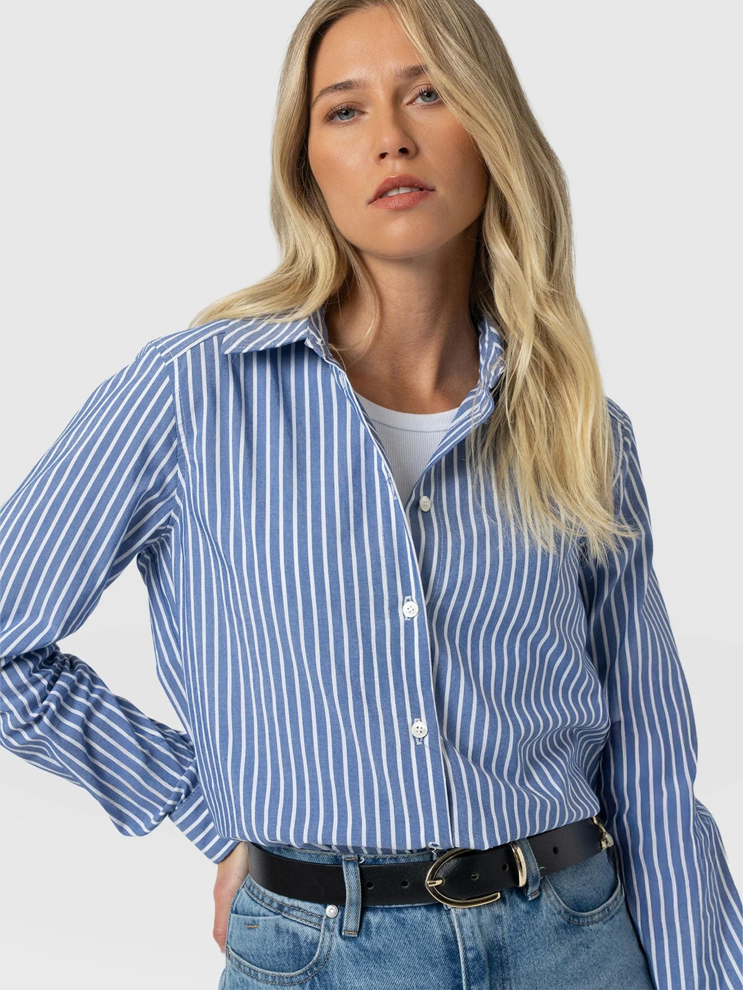 Anneliese Shirt - Blue Stripe | Saint + Sofia