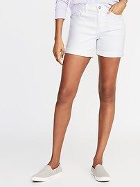 Mid-Rise Slim White Denim Midi Shorts for Women - 5-inch inseam | Old Navy US