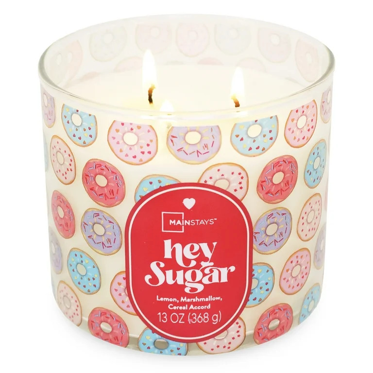 Mainstays 3-Wick Valentine's Themed Candle Hey Sugar Wrap, Lemon, Vanilla and Cereal Accord, 13-O... | Walmart (US)