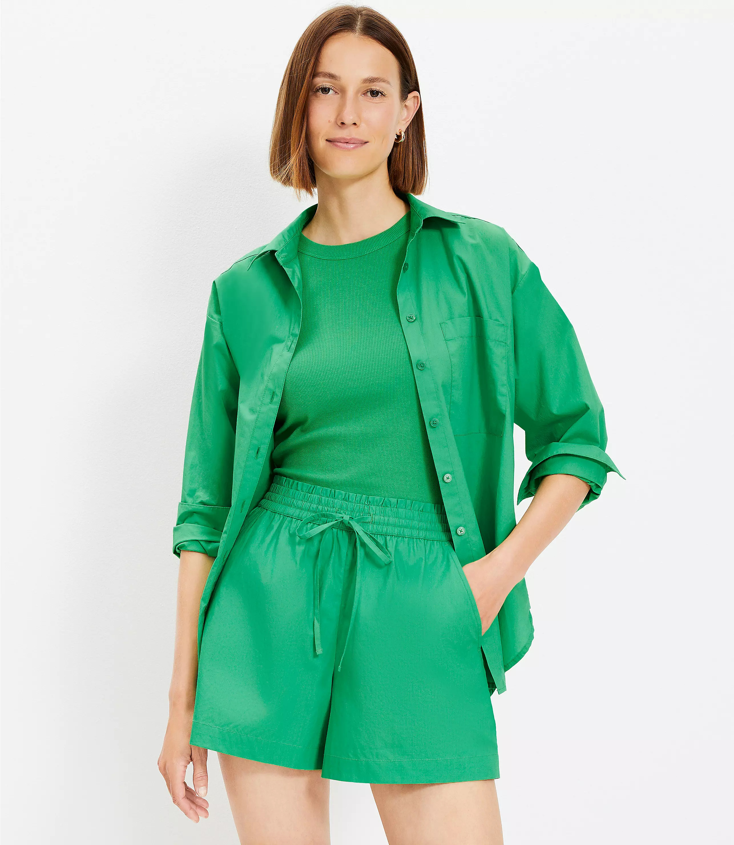 Pull On Shorts in Poplin | LOFT