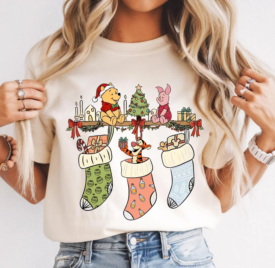 Comfort Colors® the Pooh and Friends Xmas Tee Disney Winnie Christmas Shirt Cute Disney Christma... | Etsy (US)