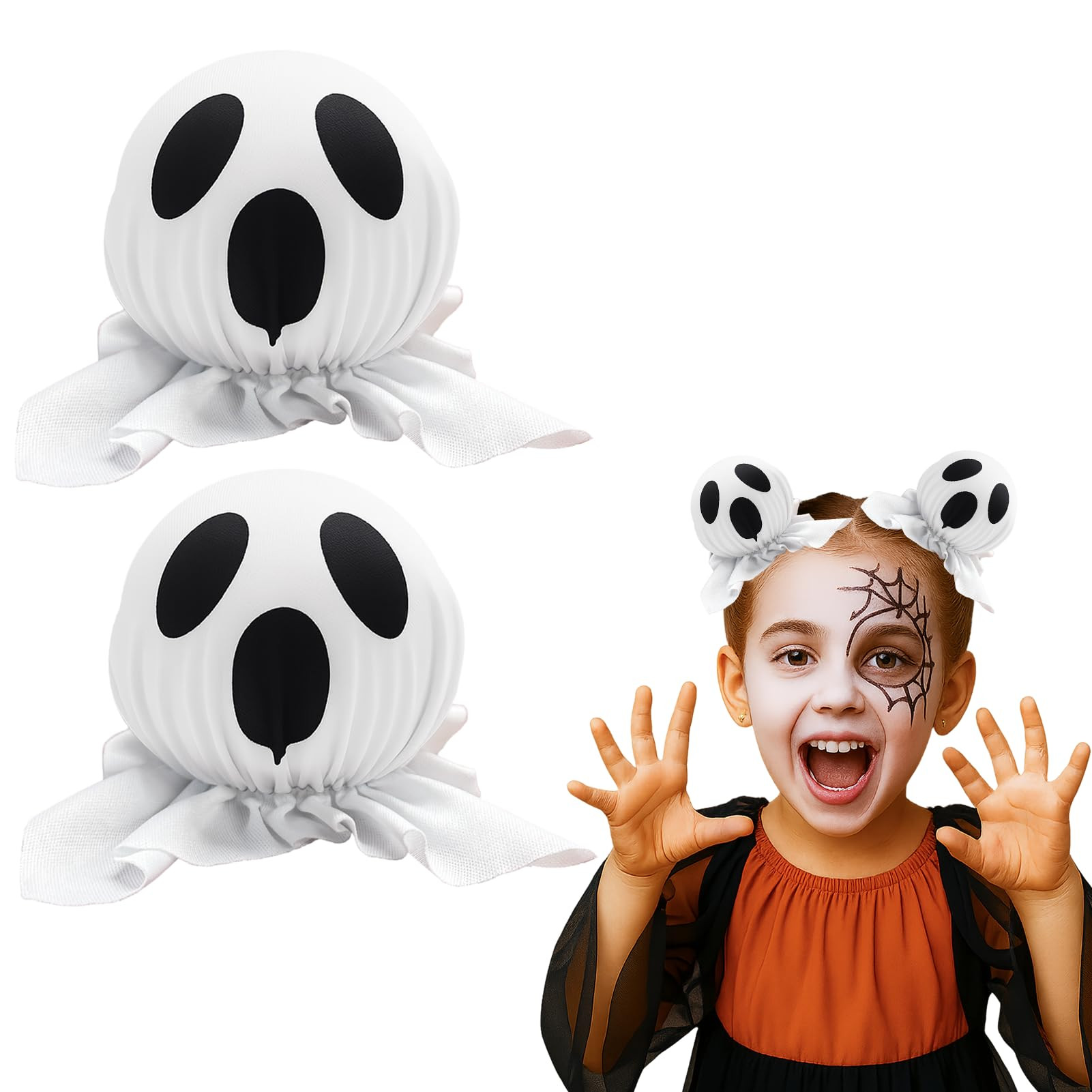Halloween Hair Accessories, 2 Pcs Halloween Ghost Hair Clips Space Buns, Cute Spooky Hair Barrett... | Amazon (US)