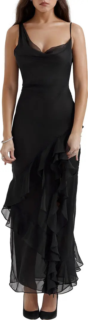 Malila Ruffle Cowl Neck Chiffon Cocktail Dress | Nordstrom