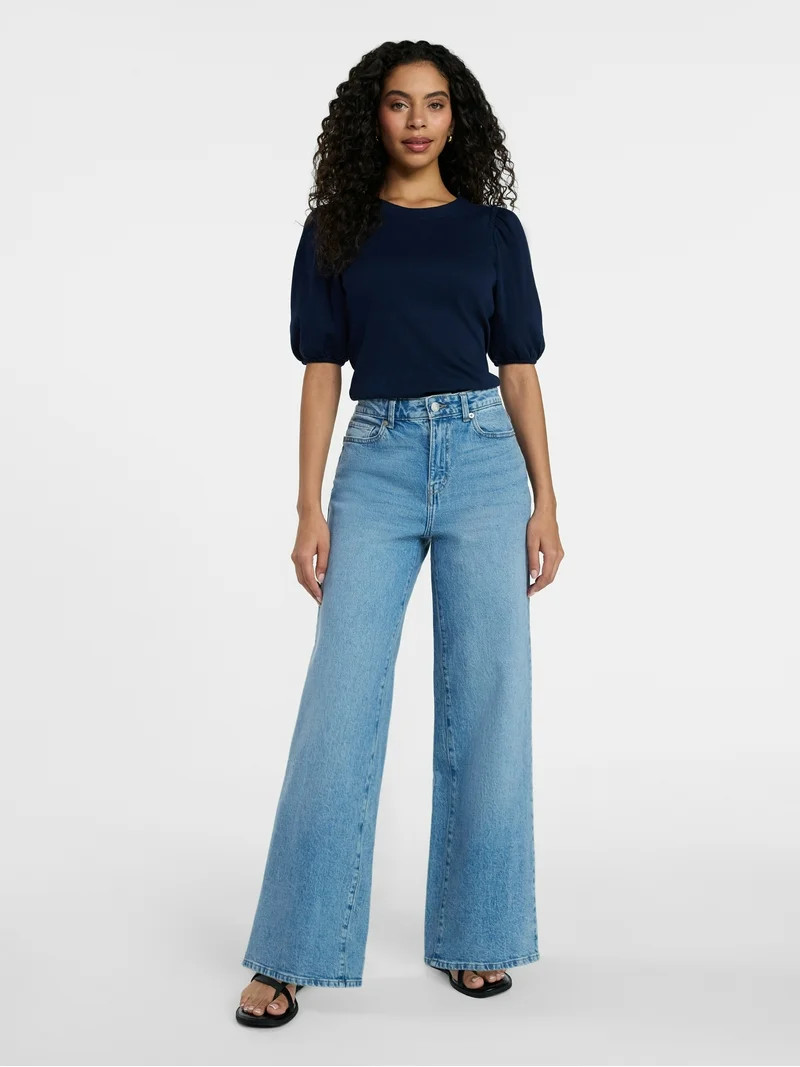 Time and Tru Women's Wide Leg Jeans, 31" Inseam, Sizes 0-20 | Walmart (US)