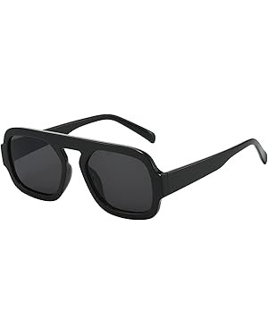 Trendy Square Aviator Sunglasses for Women Flat Top Designer Stylish Frame Sun Glasses Vintage Sh... | Amazon (US)
