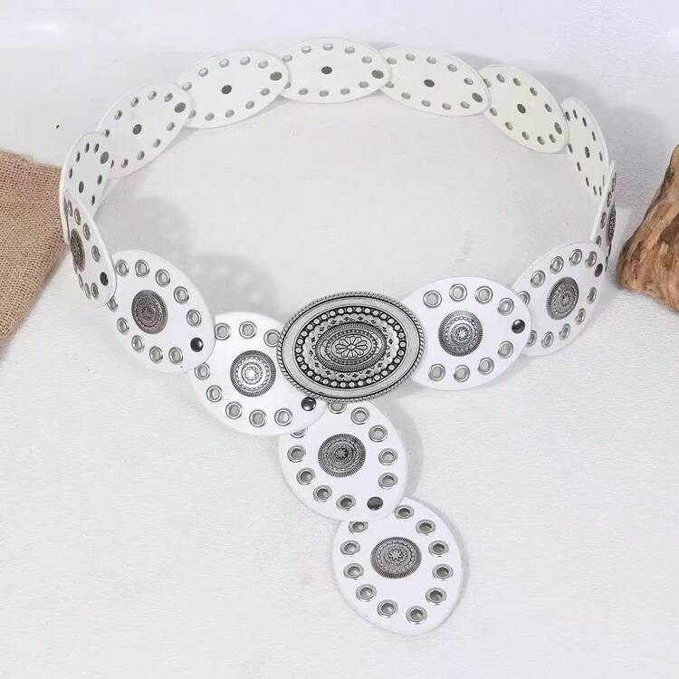 Retro Rivet Round Buckle Belt, Bohemian Fashion Grommet Waist Band, Versatile | SHEIN
