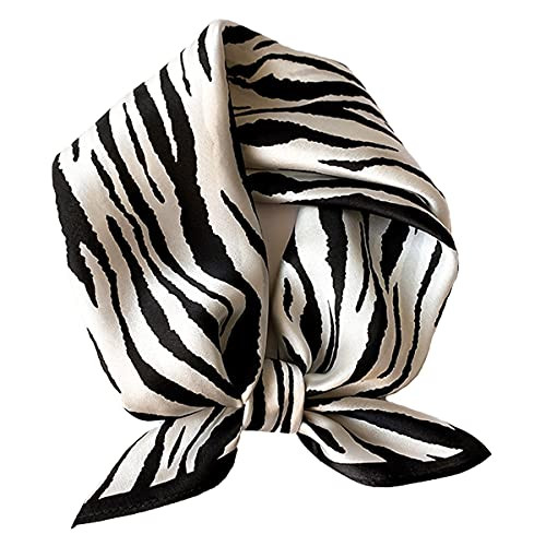 Aufeel Women's 100% Pure Mulberry Silk Small Square Scarf - Neckerchief Women - Silk Headscarf - 21" x 21" (Black Stripe) | Amazon (US)